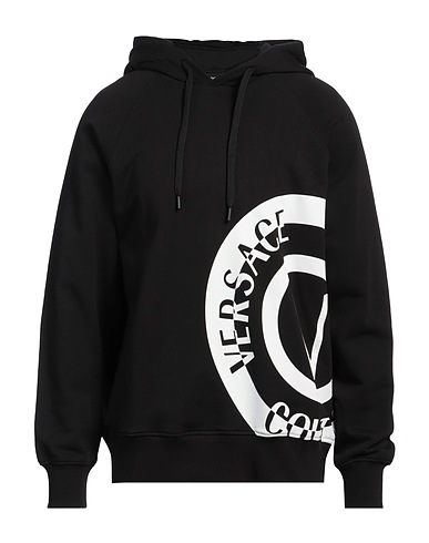 VERSACE JEANS COUTURE Hooded track jacket  Black 100% Cotton, Elastane