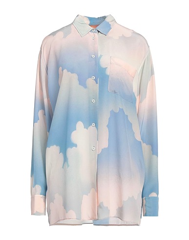 PAUL SMITH Patterned shirts & blouses Light blue 100% Silk, Polyester