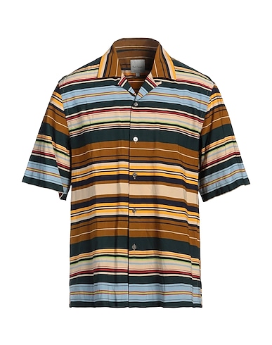 PAUL SMITH Camicia a righe Khaki 86% Viscosa, 14% Nylon
