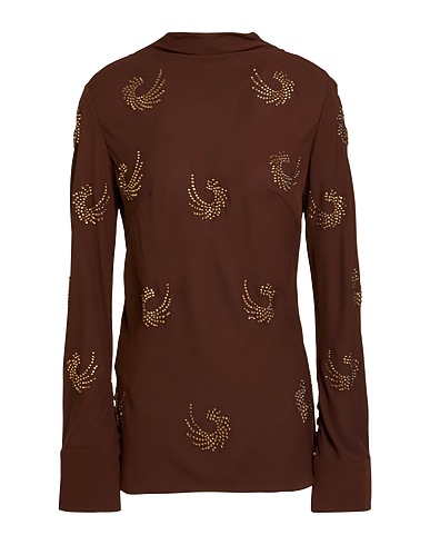 PINKO Top Dark brown 100% Polyester, Glass