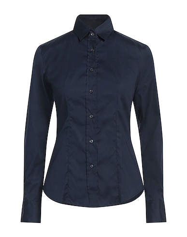XACUS Solid colour shirts & blouses Midnight blue 96% Cotton, 4% Elastane