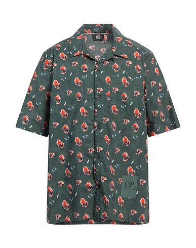 C.P. COMPANY Camicia fantasia Verde militare 100% Cotone