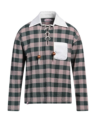 CHARLES JEFFREY LOVERBOY Checked shirt Emerald green 96% Cotton, 3% Elastane, 1% Nylon, Organic cotton