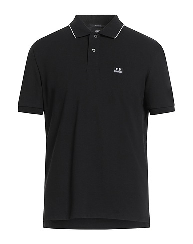 C.P. COMPANY Polo shirt Black 95% Cotton, 5% Elastane