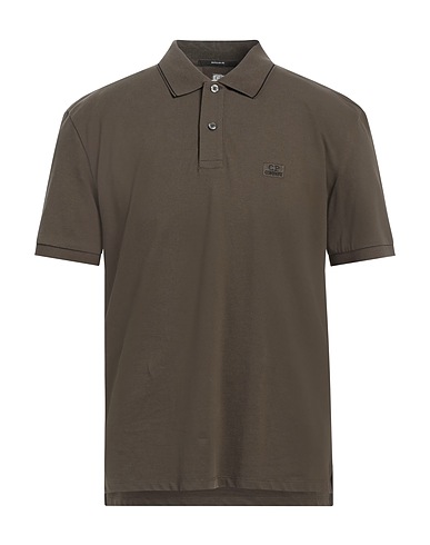 C.P. COMPANY Polo shirt Dark green 95% Cotton, 5% Elastane