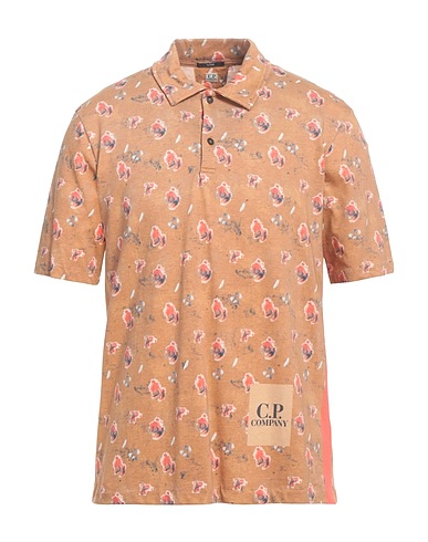 C.P. COMPANY Polo shirt Camel 55% Cotton, 45% Polyamide