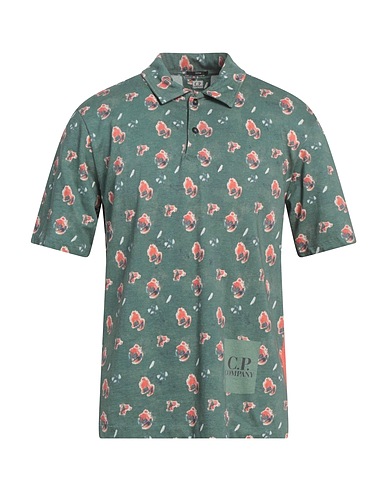 C.P. COMPANY Polo shirt Green 55% Cotton, 45% Polyamide