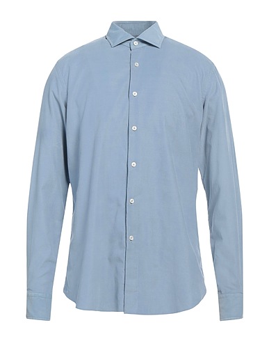 XACUS Solid colour shirt Light blue 100% Cotton