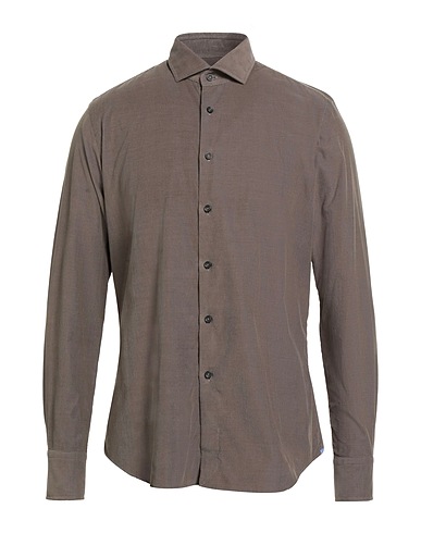 XACUS Solid colour shirt Khaki 100% Cotton