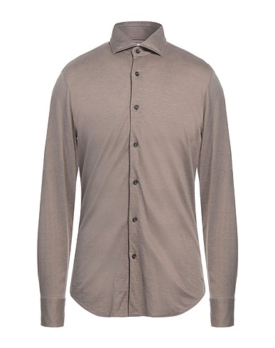 XACUS Solid colour shirt Khaki 50% Cotton, 50% Lyocell
