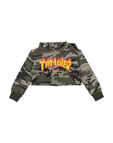 THRASHER Sweatshirt Military green 95% Cotton, 5% Elastane