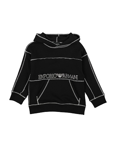 EMPORIO ARMANI Hooded track jacket  Black 100% Organic cotton, Elastane