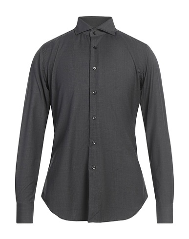 XACUS Solid colour shirt Lead 100% Virgin Wool