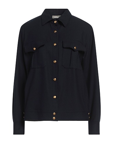 KILTIE Camicie e bluse tinta unita Blu notte 96% Lana Vergine, 4% Elastan
