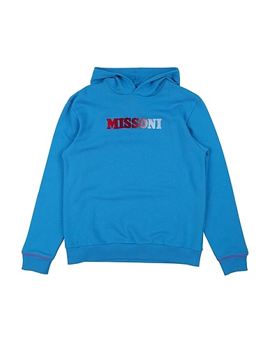 MISSONI KIDS Hooded track jacket  Azure Textile fibres, Cotton, Elastane