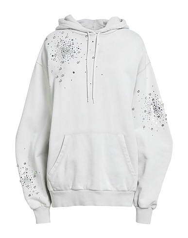 DES_PHEMMES Hooded track jacket  Light grey 100% Cotton