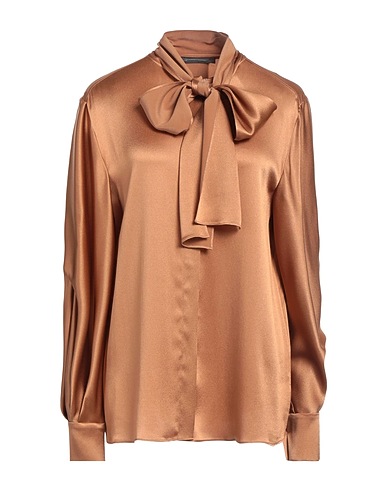 ALBERTA FERRETTI Solid colour shirts & blouses Camel 64% Acetate, 36% Silk