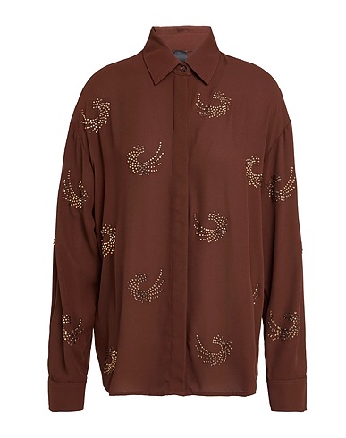 PINKO Shirts Brown 100% Polyester, Glass