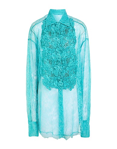 ERMANNO SCERVINO Lace shirts & blouses Turquoise 51% Polyamide, 49% Viscose, Cotton, Glass, Aluminum
