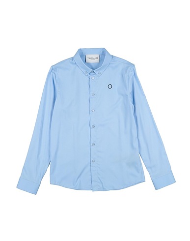 TRUSSARDI JUNIOR Solid colour shirt Sky blue 49% Polyester, 48% Bamboo, 3% Elastane