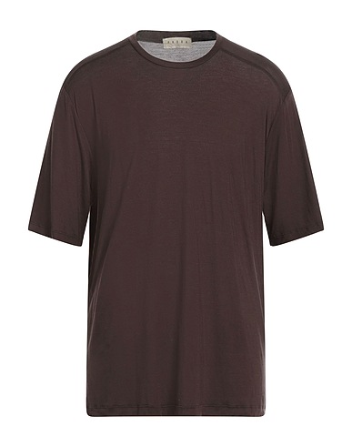 PAURA Basic T-Shirt Dark brown 100% Cotton