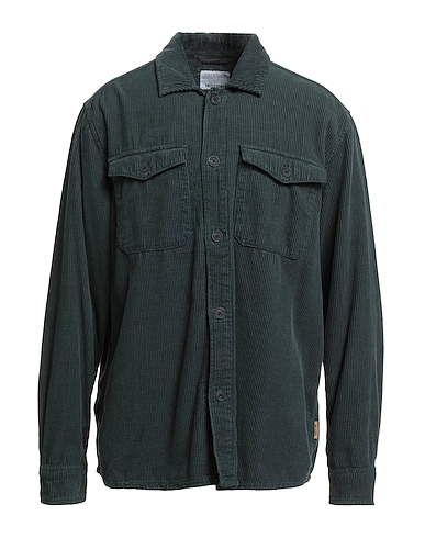 ONLY & SONS Camicia tinta unita Verde scuro 80% Cotone, 20% Cotone riciclato