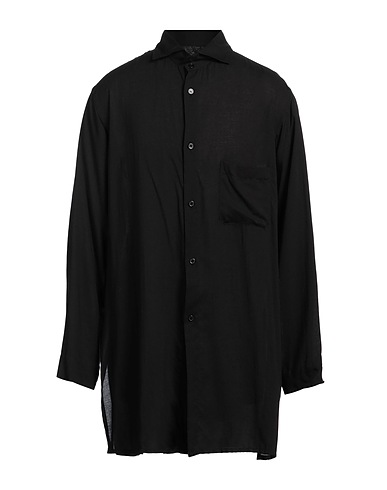 YOHJI YAMAMOTO POUR HOMME Solid colour shirt Black 100% Cellulose
