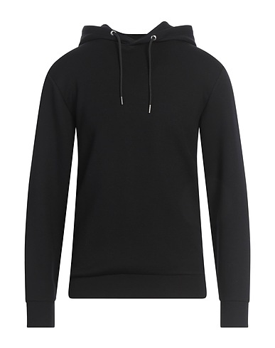 SELECTED HOMME Felpa Nero 77% Viscosa EcoVero™, 18% Poliestere riciclato, 5% Elastan
