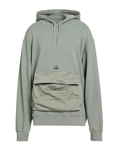 C.P. COMPANY Hooded sweatshirt Sage green 100% Cotton, Elastane