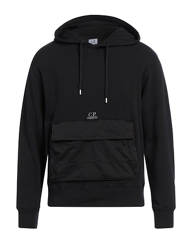 C.P. COMPANY Hooded sweatshirt Black 100% Cotton, Elastane