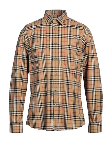 BURBERRY Patterned shirt Camel 100% Cotton