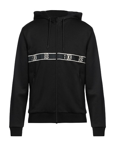 BIKKEMBERGS Hooded track jacket  Black 90% Polyester, 10% Elastane