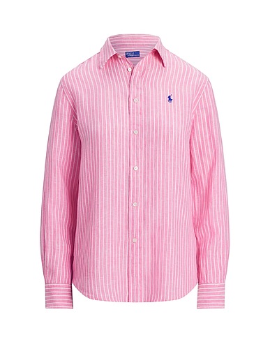 POLO RALPH LAUREN Camicia a righe CLASSIC FIT STRIPED LINEN SHIRT
 Rosa 100% Lino