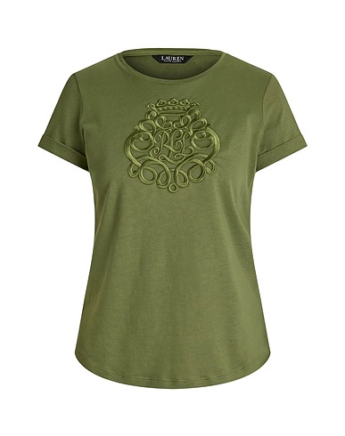 LAUREN RALPH LAUREN T-shirt EMBROIDERED-LOGO COTTON JERSEY TEE
 Military green 60% Cotton, 40% Modal
