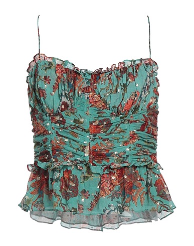 ULLA JOHNSON Top Light green 91% Silk, 9% Metallic Polyester