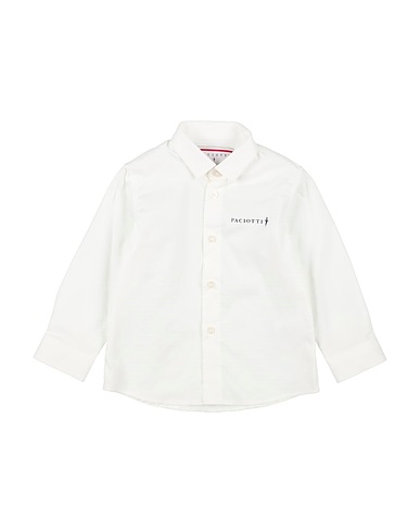 PACIOTTI Patterned shirt White 97% Cotton, 3% Elastane