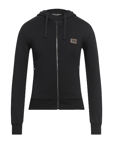 DOLCE&GABBANA Hooded sweatshirt NERO 100% Cotton, Calfskin, Zamak