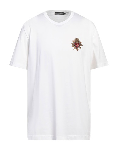 DOLCE&GABBANA T-shirt White 100% Cotton, Brass, Silk, Glass, Polyester
