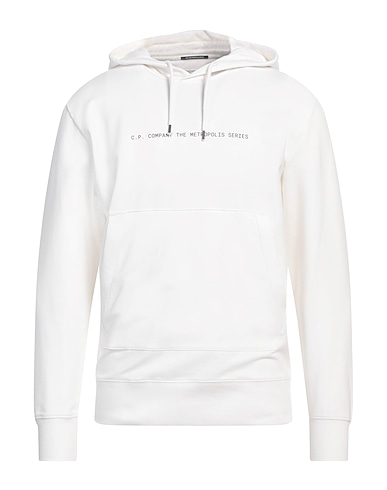 C.P. COMPANY Hooded track jacket  THE METROPOLIS SERIES White 95% Cotton, 5% Elastane