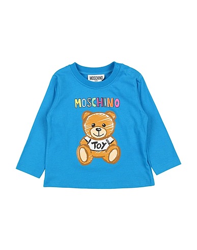 MOSCHINO BABY T-shirt Azure 100% Cotton, Elastane