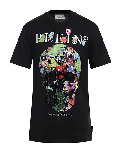 PHILIPP PLEIN T-shirt Black 100% Cotton, Glass
