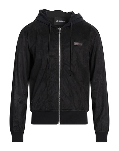 LES HOMMES Hooded track jacket  Black 100% Cotton