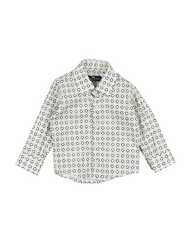 MANUELL & FRANK Patterned shirt Off white 97% Cotton, 3% Elastane