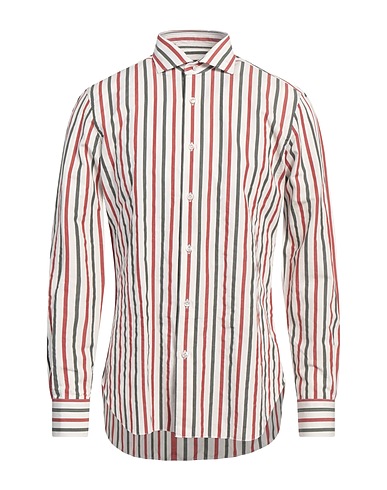 BARBA Napoli Striped shirt CULTO Burgundy 65% Cotton, 35% Linen