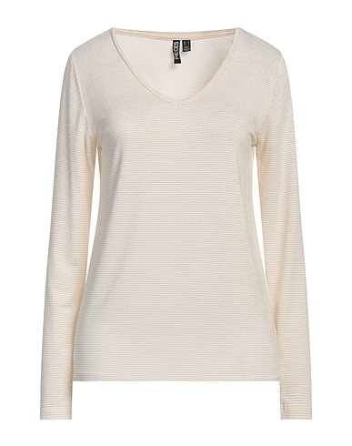 PIECES T-shirt Ivory 85% Viscose, 10% Metallic fiber, 5% Elastane