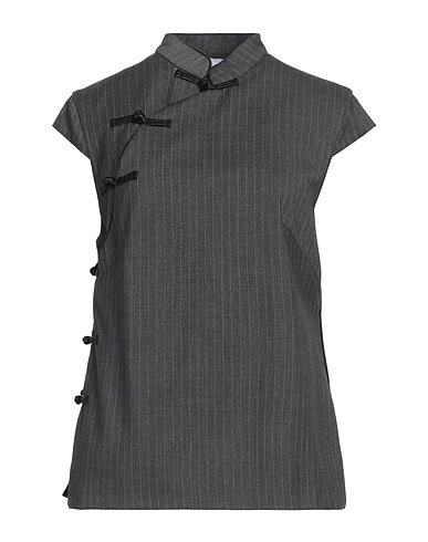 WEILI ZHENG Striped shirt Grey 70% Polyester, 30% Viscose