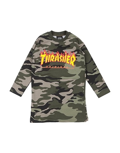 THRASHER Felpa Verde militare 100% Cotone