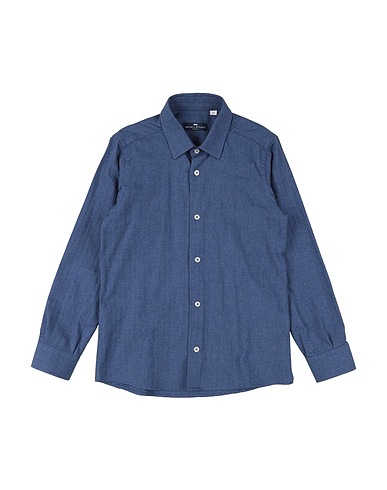MANUELL & FRANK Solid colour shirt Blue 100% Cotton