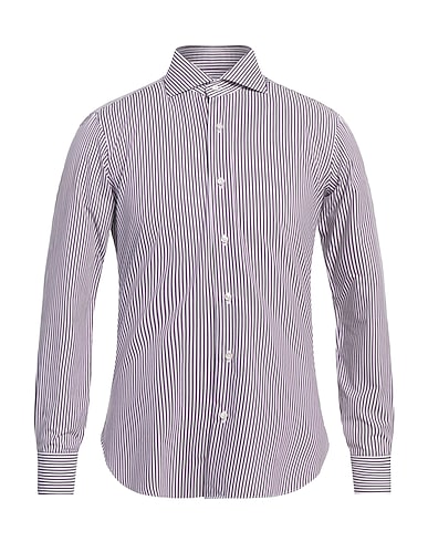 BARBA Napoli Striped shirt Dark purple 100% Cotton