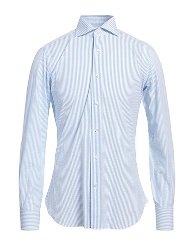BARBA Napoli Striped shirt Sky blue 100% Cotton